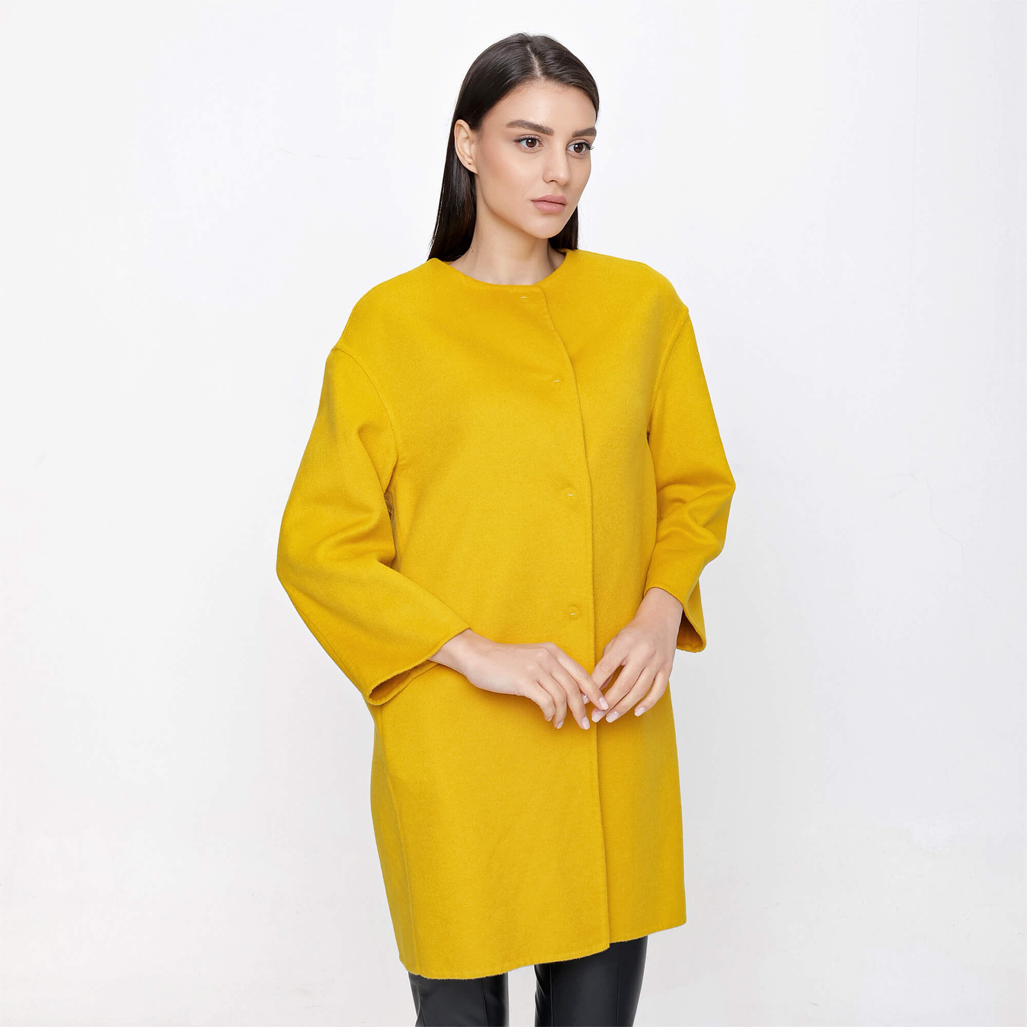 Prada - Yellow Wool & Cashmere Blend Cocoon Coat